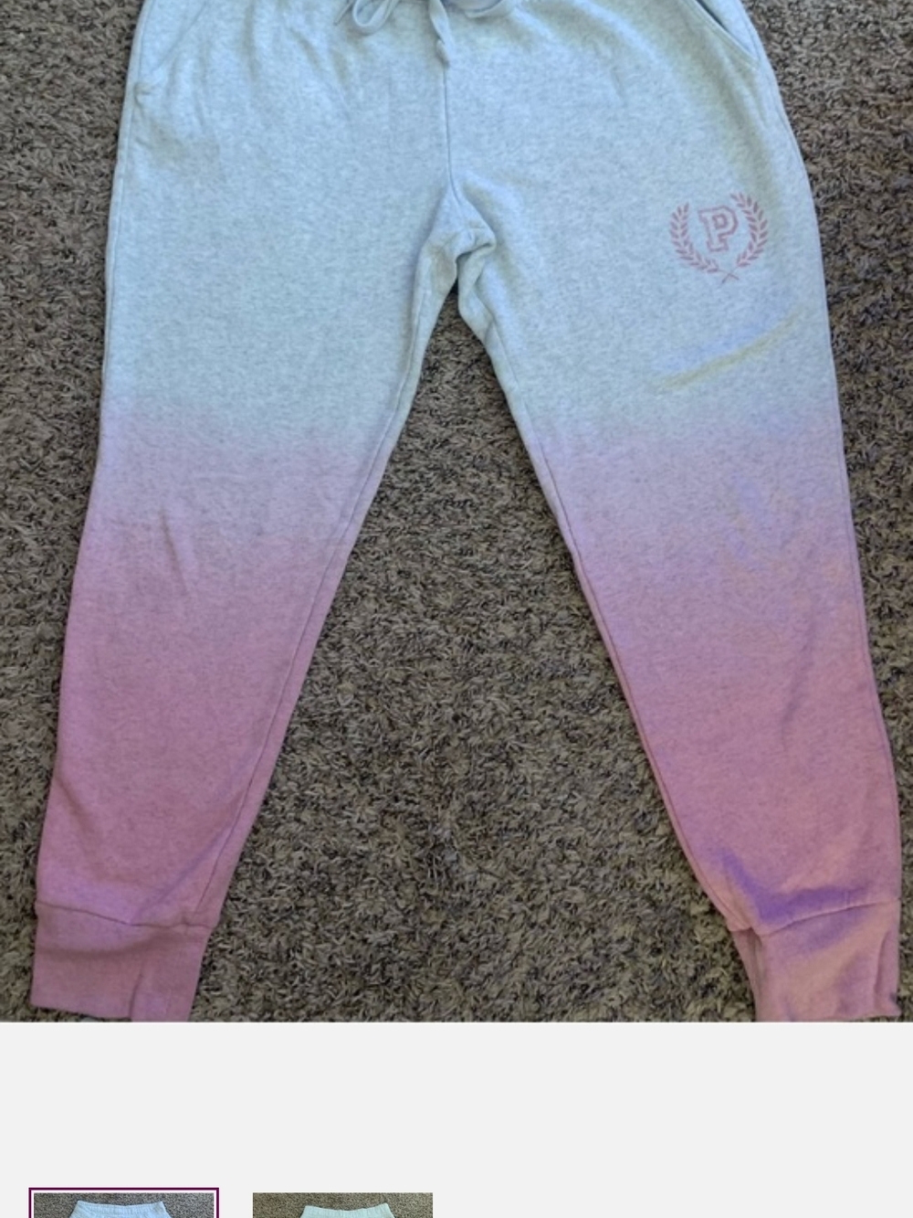 PINK Victoria's Secret Gray to Pink Ombre Jogger Pants New